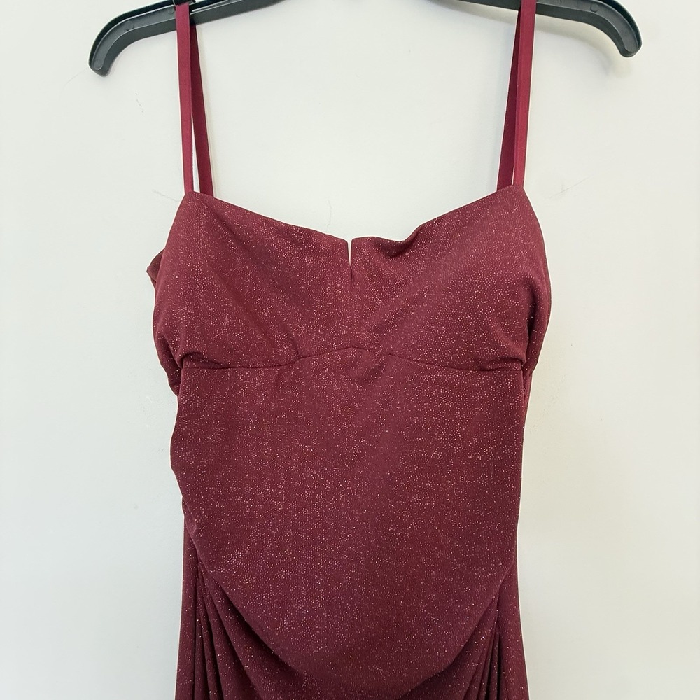 Y2K City Triangles Metallic Glitter Maxi Slip Dress Sz L Open Back Formal - Picture 4 of 9